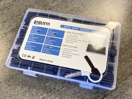 Shrink Tube 180pc set. Adhesive lined. 3:1 Shrink 2.4mm-19mm