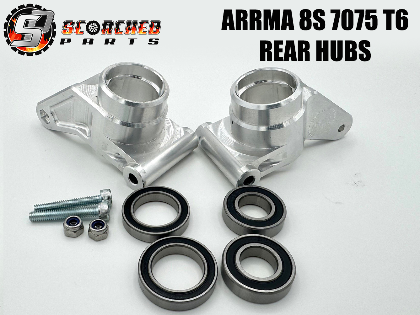 SCORCHED Rear Hub Carrier Pair - for Arrma 8s Kraton & Outcast