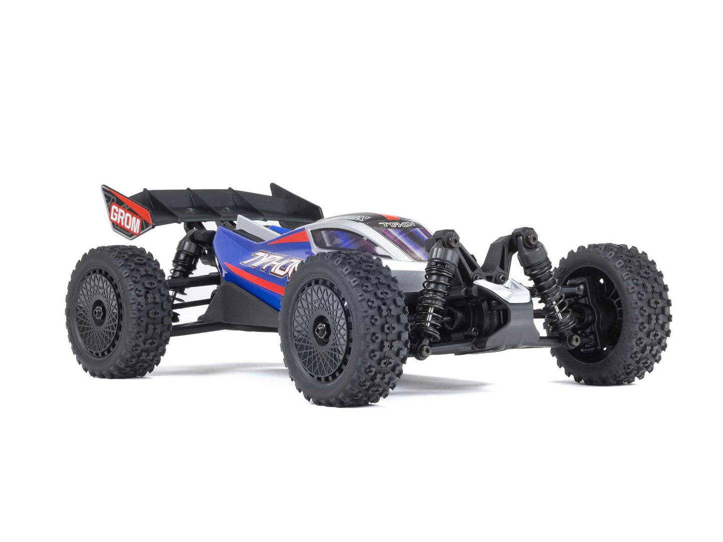 Arrma 1/18 TYPHON GROM MEGA 380 Brushed 4x4 Buggy RTR - Blue/Silver with Battery/ Charger C-ARA2106T1
