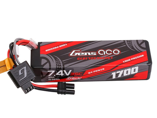 Gens Ace LiPo G-Tech 2S Car Hard Case 7.4V 1700mAh 35C with iEC2 (1/18 Grom)