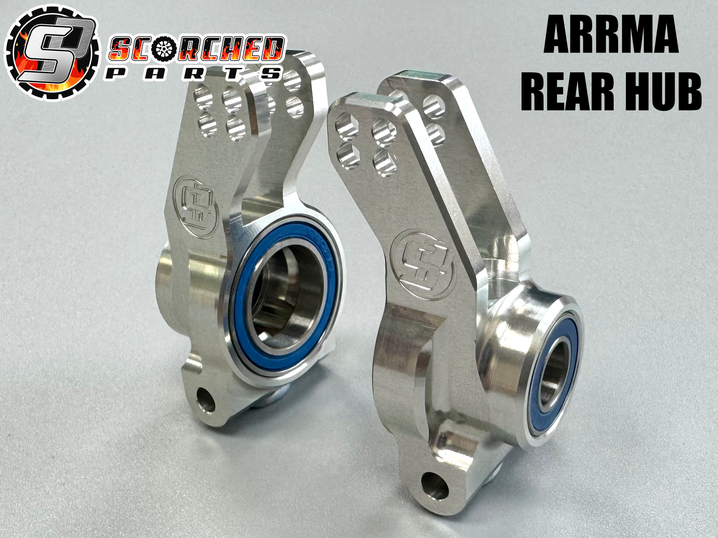 SCORCHED Rear Hub Carrier Pair - for Arrma 6s 1/8th 6s and 1/7th range cars