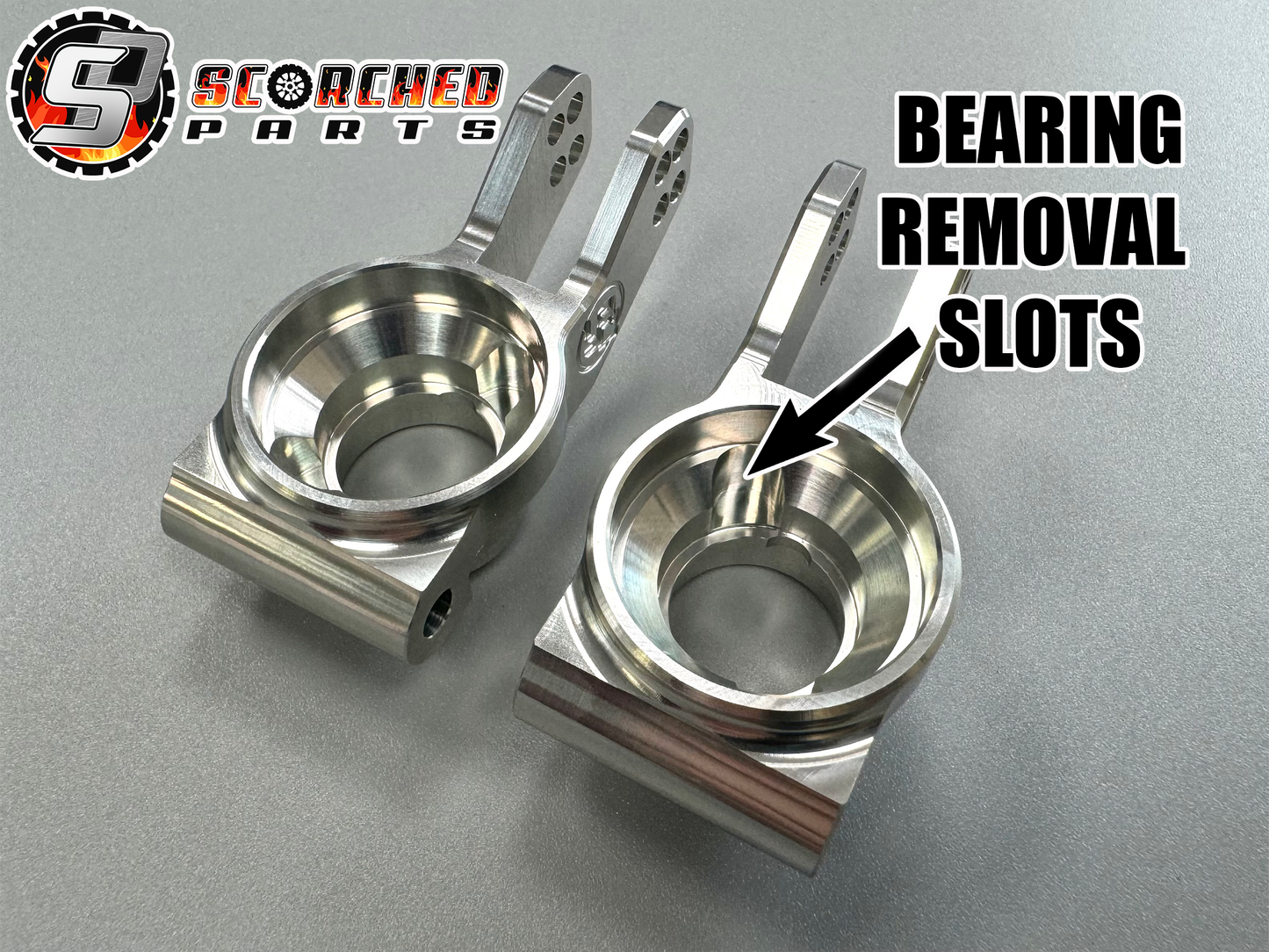 SCORCHED Rear Hub Carrier Pair - for Arrma 6s 1/8th 6s and 1/7th range cars