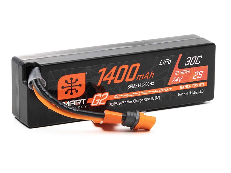 Spektrum 7.4V 1400mAh 2S 30C Smart G2 LiPo Battery: For Arrma Grom