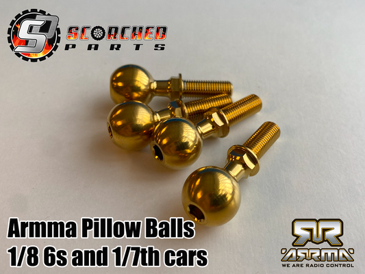 Titanium PVD coated Pivot Balls (Set of 4) - for Arrma 6s and 1/7th vehicles