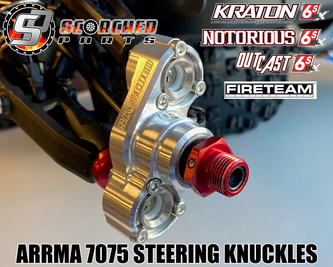 Steering Knuckle Front Hub Pair - for Arrma Kraton 6S, Outcast 6S, Big Rock 1/7