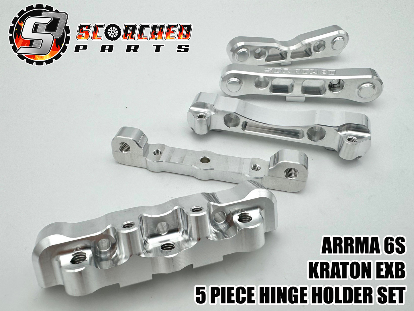 Full 5pc Hinge Pin Holder set 7075 T6 - for Arrma Kraton Notorious V6 / EXB