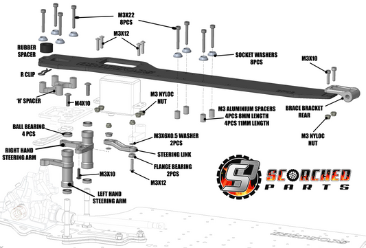 Carbon Fibre Top Deck / Servo mount / Steering full kit - Infraction / Limitless
