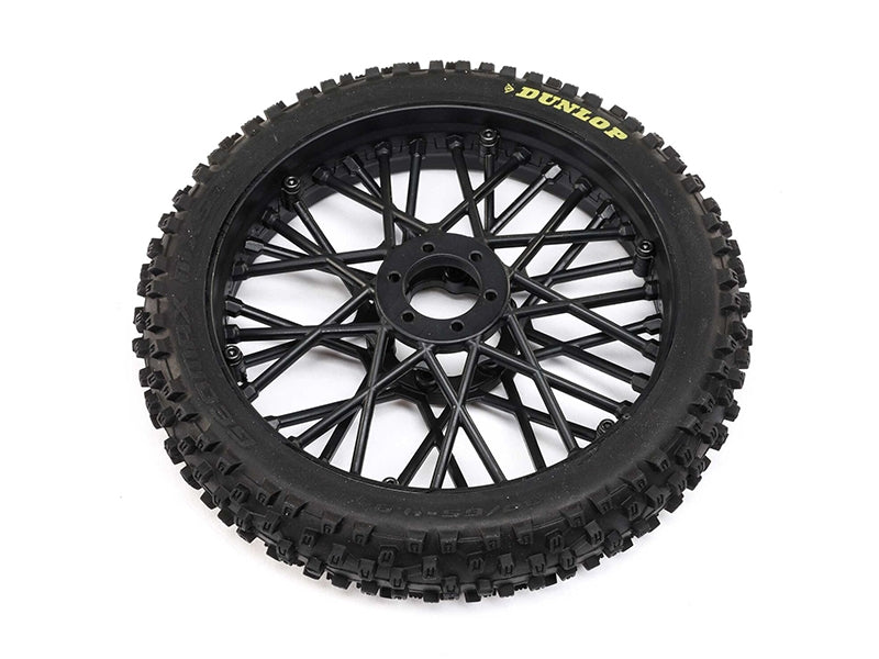 Losi Dunlop MX53 Front Tire Mounted, Black: Promoto-MX Z-LOS46004