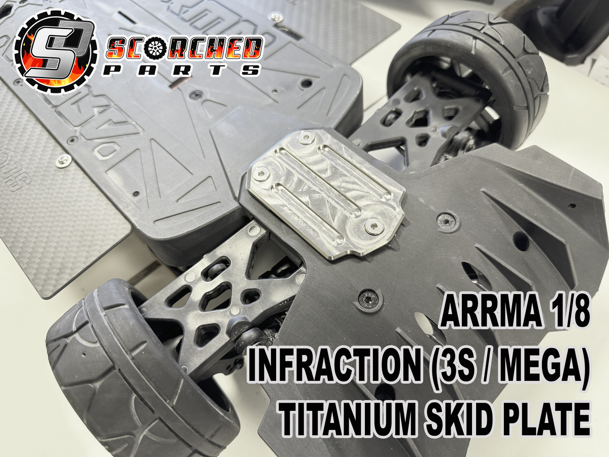 Titanium Skid Plate for Arrma all Mega / 3S and 4S cars Scorched