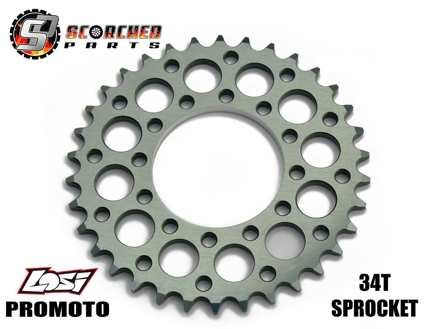 SCORCHED Aluminium 7075 Sprocket 34T - LOSI Promoto