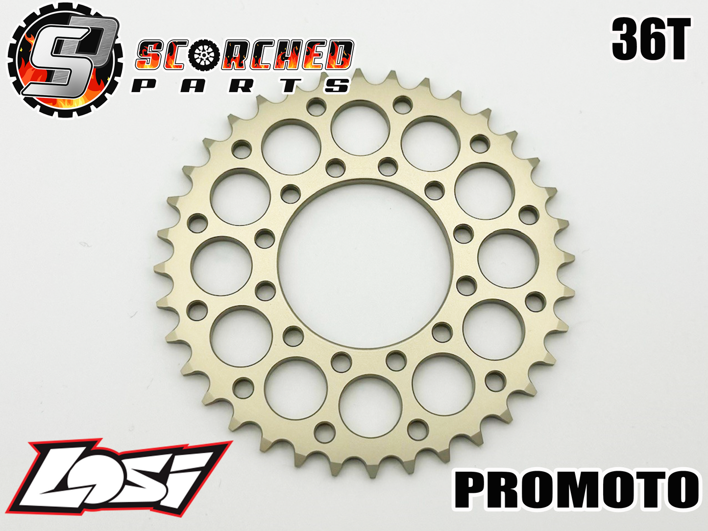 SCORCHED Aluminium 7075 Sprocket 36T - LOSI Promoto