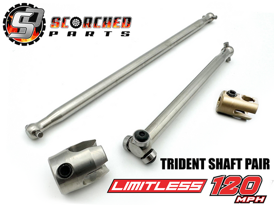 Trident Ball Bearing Titanium Centre Drive Shaft Pair - Both shafts & cups for Arrma Limitless 120