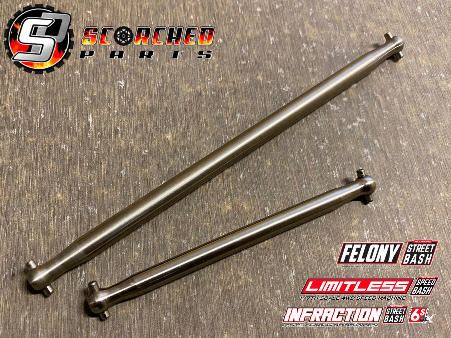 Titanium Centre Drive Shaft Pair - for Arrma Infraction / Limitless (v1 &120) / Felony
