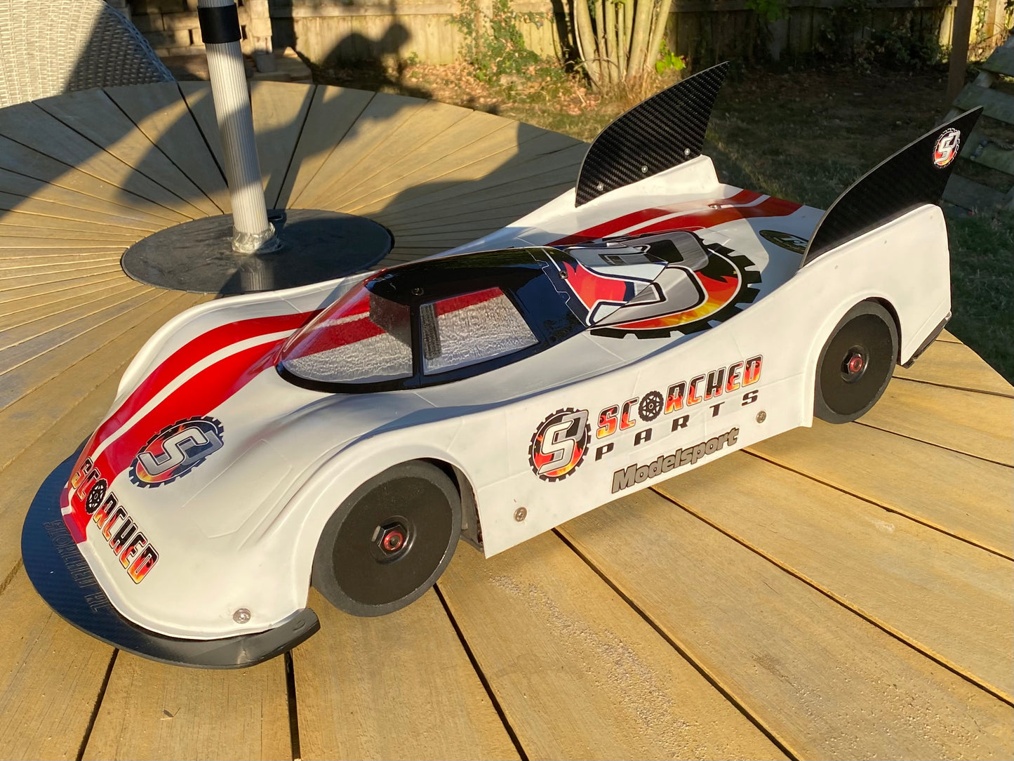 Carbon Fibre Rear Wing Set - for Delta Plastik 1/7th 8500 Jag and C100 Ford