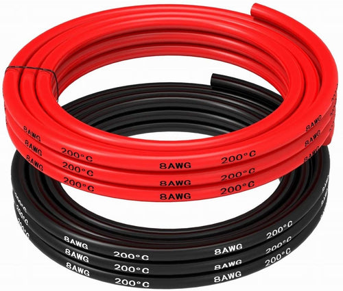 8AWG silicone wire - 1m Red and 1m Black