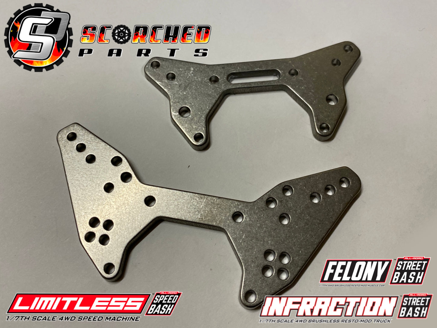 Titanium Shock Towers - for 1/7 Arrma Limitless, Infraction and Felony