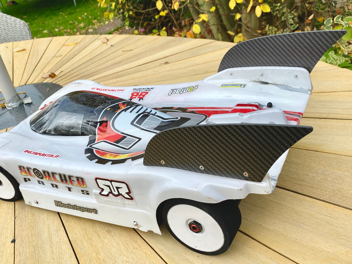 Carbon Fibre Rear Wing Set - for Delta Plastik 1/7th 8500 Jag and C100 Ford