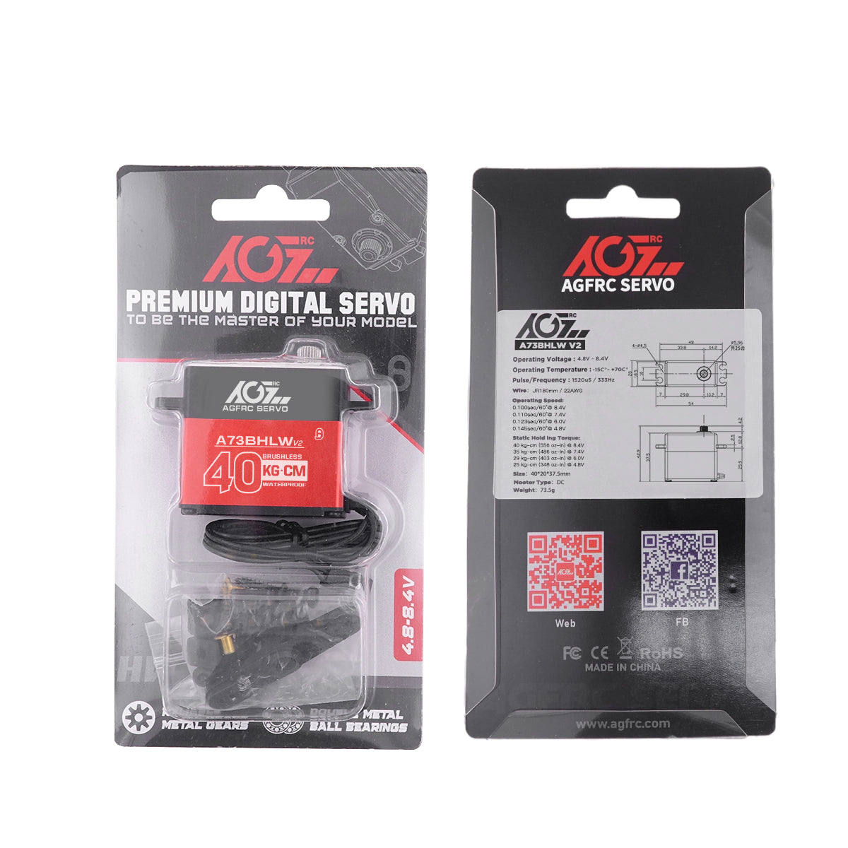 AGF 40Kg Waterproof Programmable Brushless Digital Servo (A73BHLW V2)