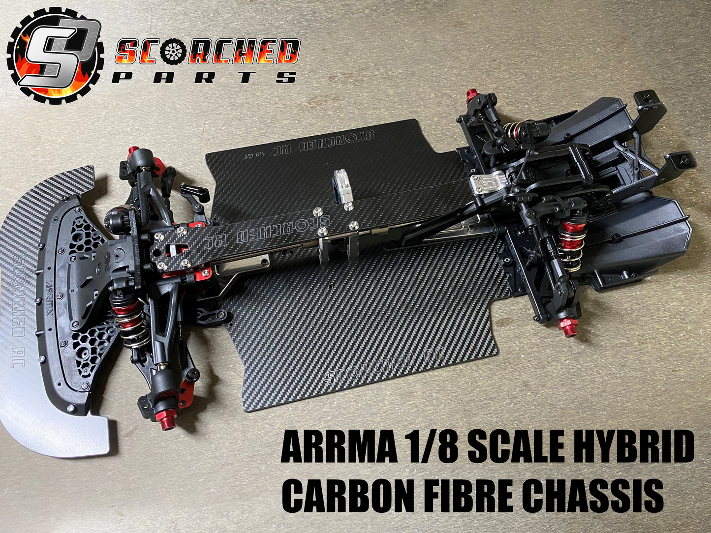 Carbon Fibre Chassis kit - 360mm Wheelbase 1/8, for Arrma
