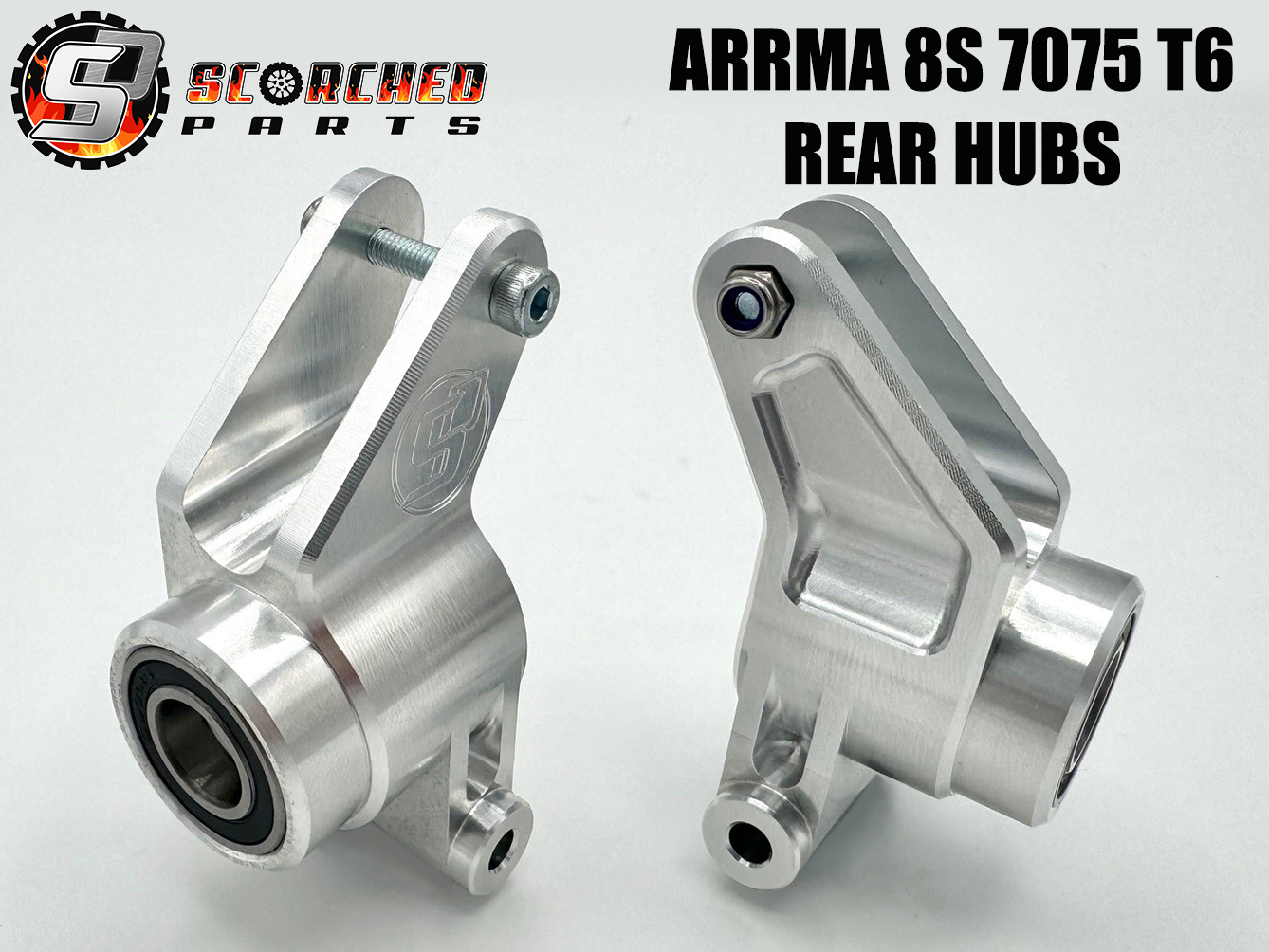 SCORCHED Rear Hub Carrier Pair -  for Arrma 8s Kraton & Outcast