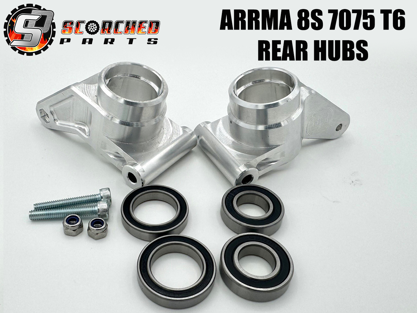 SCORCHED Rear Hub Carrier Pair -  for Arrma 8s Kraton & Outcast