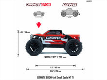 Load image into Gallery viewer, Arrma 1/18 GRANITE GROM MEGA 380 Brushed 4X4 Monster Truck RTR (Red) C-ARA2102T2