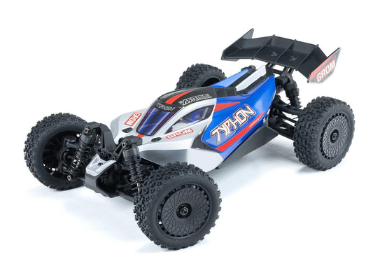 Arrma 1/18 TYPHON GROM MEGA 380 Brushed 4x4 Buggy RTR - Blue/Silver with Battery/ Charger C-ARA2106T1