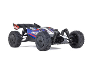 Arrma 1/18 TYPHON GROM MEGA 380 Brushed 4x4 Buggy RTR - Blue/Silver with Battery/ Charger C-ARA2106T1