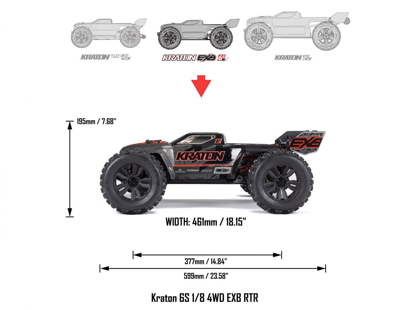 Arrma 1/8 KRATON 6S BLX 4x4 EXtreme Bash Speed Monster Truck RTR, C-ARA8708T1