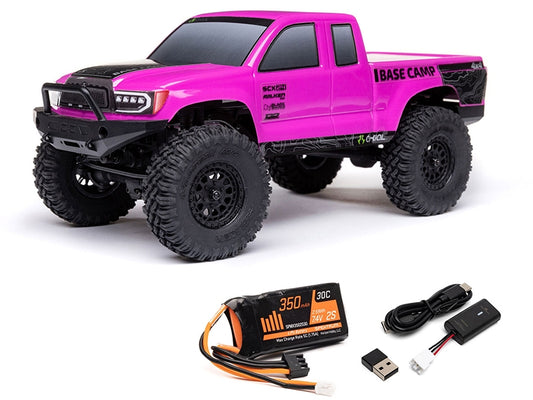 Axial 1/24 SCX24 Base Camp 4WD Rock Crawler RTR with Battery and Charger - Pink C-AXI-1219T3