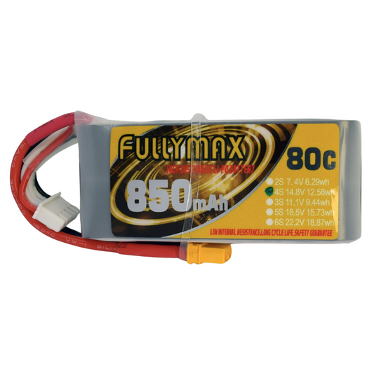 Fullymax 850mAh 14.8V 4S 80C FPV LiPo Battery (XT30) Suits Turbowing Boosters