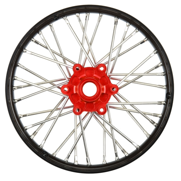 Pro-Line 1/4 Pro-Spec Aluminum V2 Bead Front Wheel Black/Red (1): Promoto-MX PRO283600T2