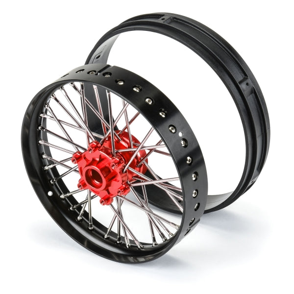 Pro-Line 1/4 Pro-Spec Aluminum V2 Bead Front Wheel Black/Red (1): Promoto-MX PRO283600T2