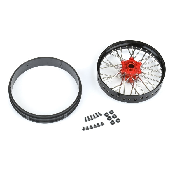 Pro-Line 1/4 Pro-Spec Aluminum V2 Bead Front Wheel Black/Red (1): Promoto-MX PRO283600T2