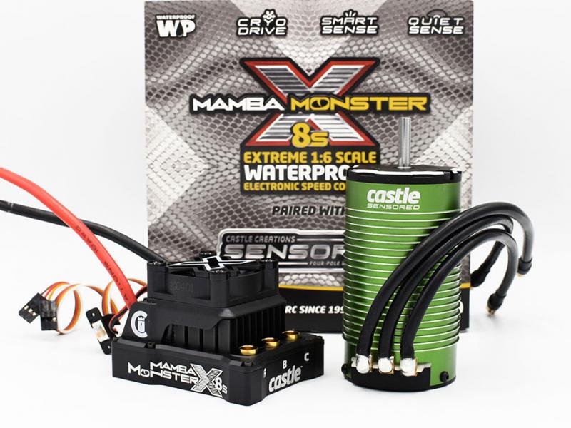 Castle Mamba Monster X 8S, 33.6V ESC W/1520-1650KV Sensored Motor 010-0165-04