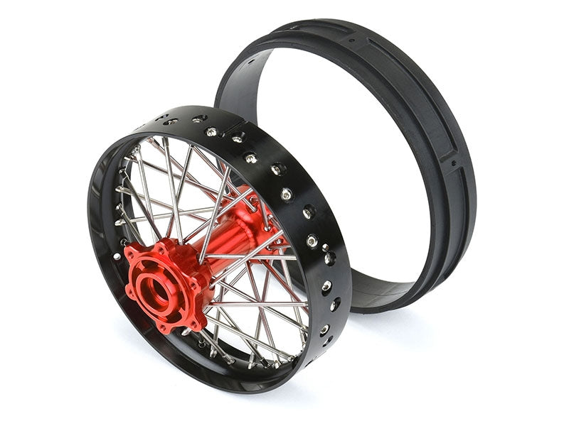 Pro-Line 1/4 Pro-Spec Aluminum V2 Bead Rear Wheel Black/Red (1): Promoto-MX G-PRO283700T2