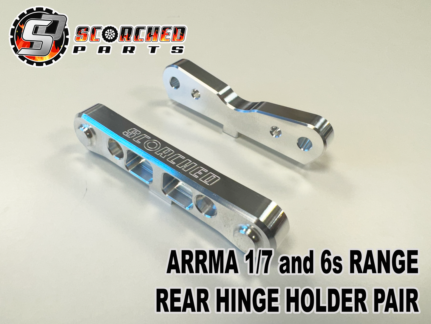 Rear Hinge Pin Holders Pair 7075 T6 - for Arrma 6s and 1/7th Range