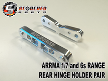 Load image into Gallery viewer, Rear Hinge Pin Holders Pair 7075 T6 - for Arrma 6s and 1/7th Range
