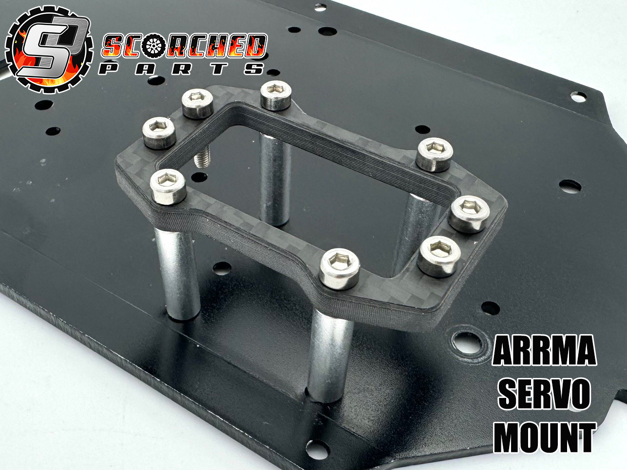 Carbon Fibre / Aluminium Servo Mount Upgrade - for all Arrma 6s 1/8th, 1/7th