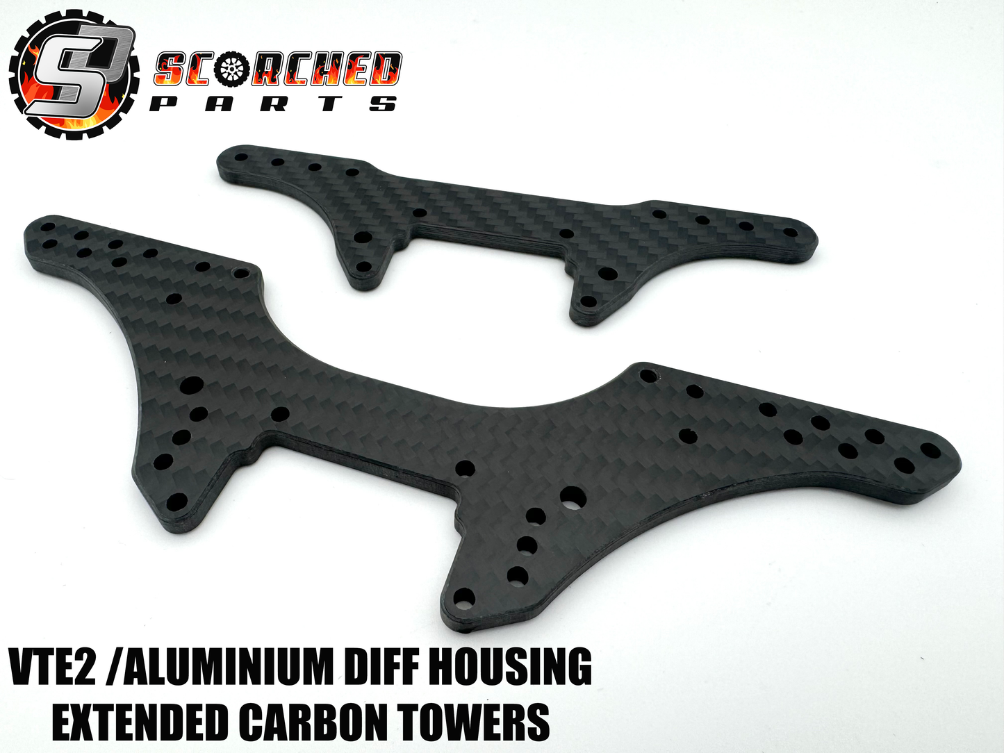 Carbon Fibre EXTENDED Shock Towers for HoBao VTE2 Aluminium BulkHead