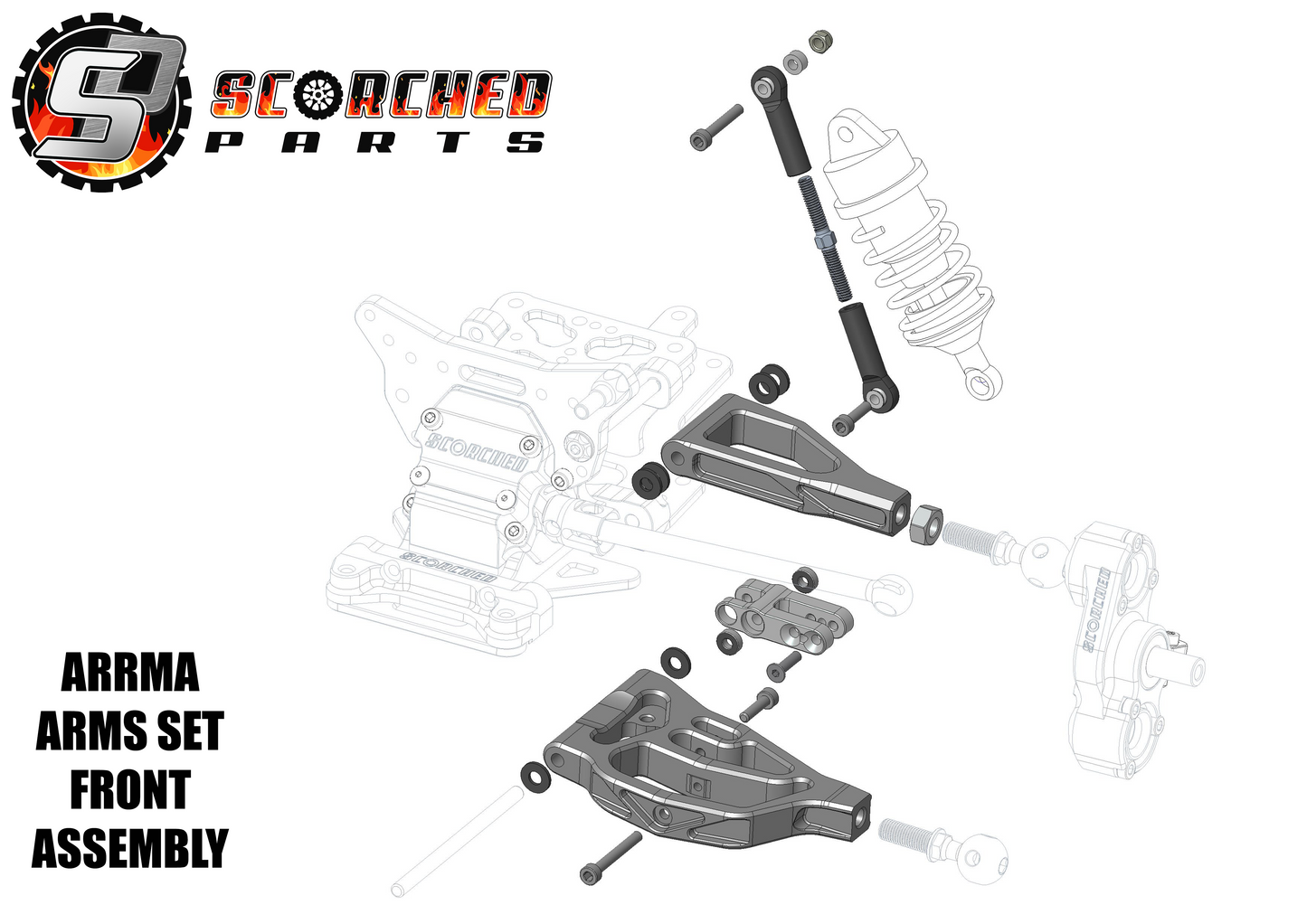 Aluminium Speedrun Rocker Arm Kit - Arrma Limitless, Infraction, Felony