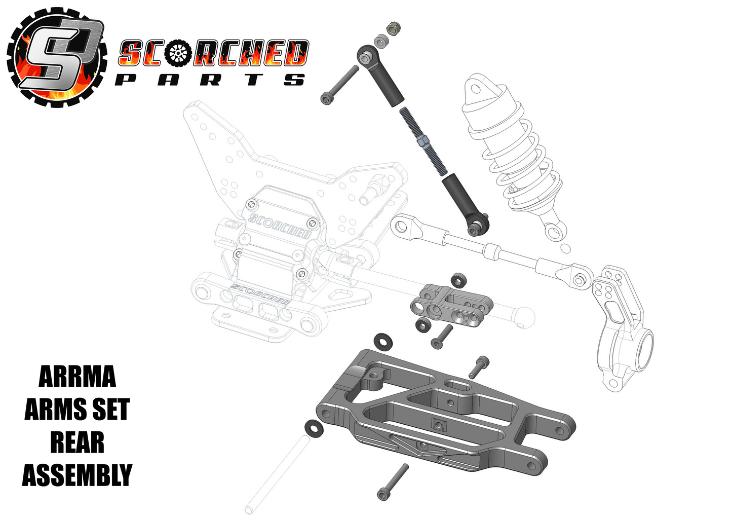 Aluminium Speedrun Rocker Arm Kit - Arrma Limitless, Infraction, Felony