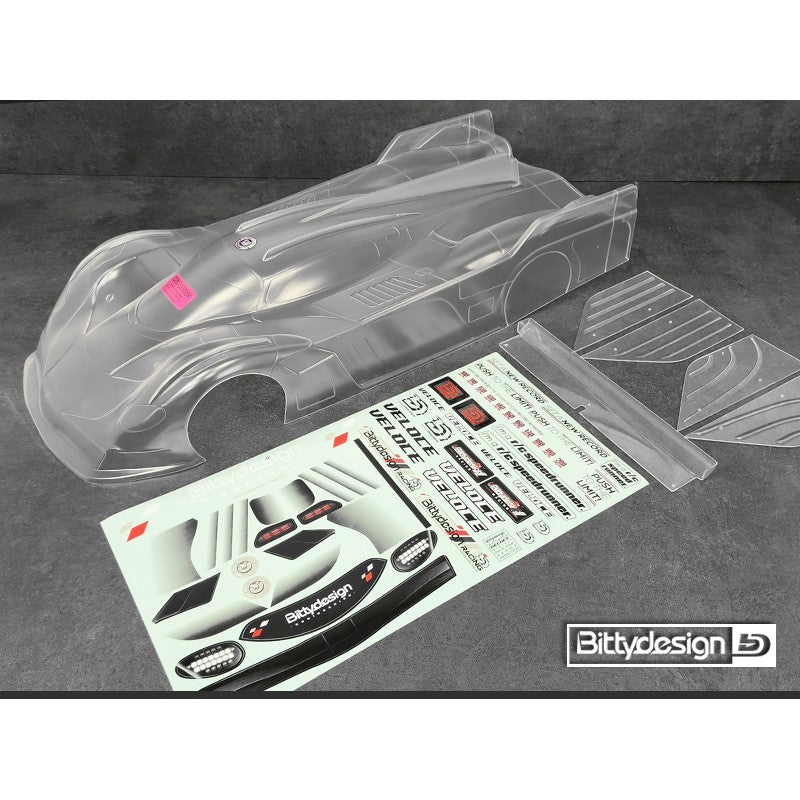 Bittydesign Veloce 1/7 Clear Pre-Cut Speed-Run Body - ARRMA Infraction/Limitless & Hobao VTE2 (2.0mm)