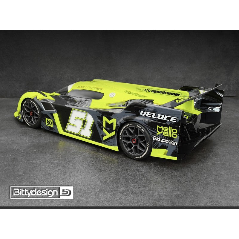 Bittydesign Veloce 1/7 Clear Pre-Cut Speed-Run Body - ARRMA Infraction/Limitless & Hobao VTE2 (2.0mm)
