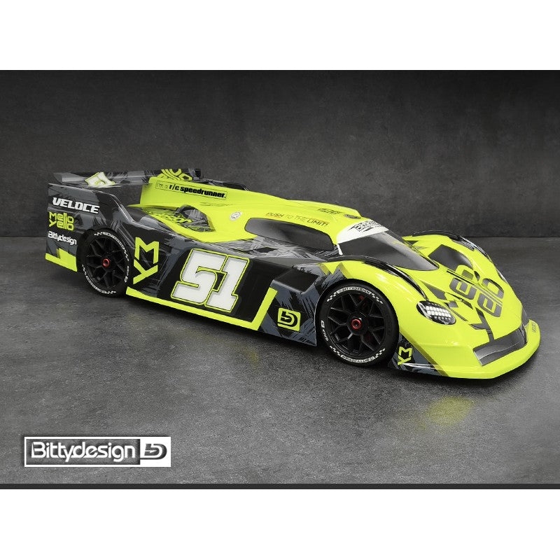 Bittydesign Veloce 1/7 Clear Pre-Cut Speed-Run Body - ARRMA Infraction/Limitless & Hobao VTE2 (2.0mm)