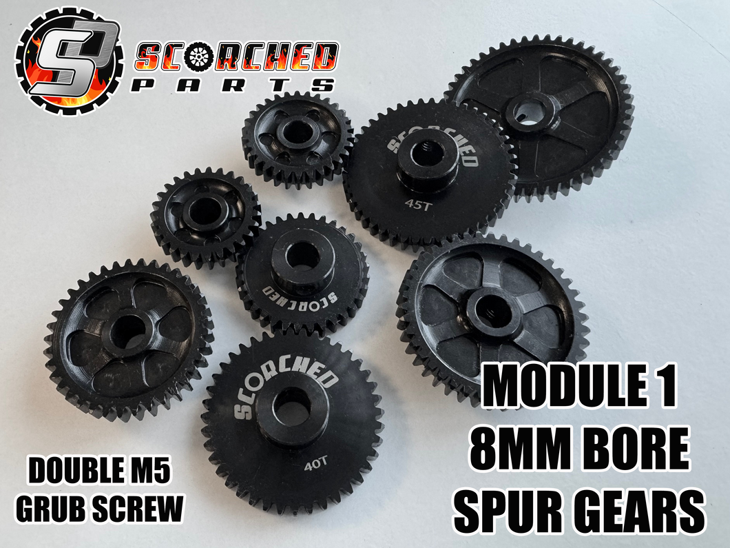 Scorched Parts SPUR GEARS MOD1 8mm BORE - 24 - 50T