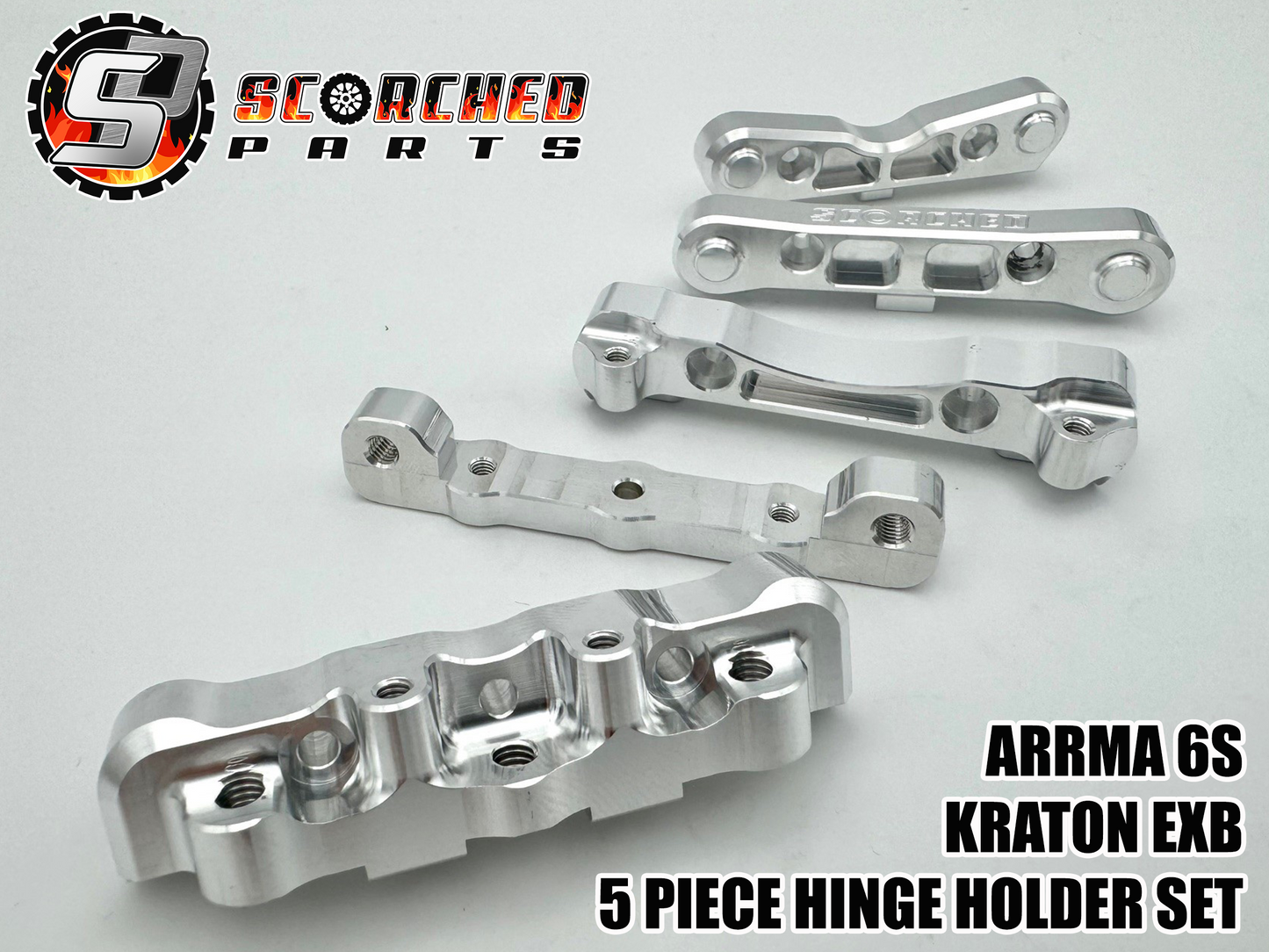 Full 5pc Hinge Pin Holder set 7075 T6 - for Arrma Kraton EXB