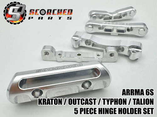 Complete 5pc Hinge Pin Holder set 7075 T6 - for Arrma 6s Kraton / Typhon / Talion