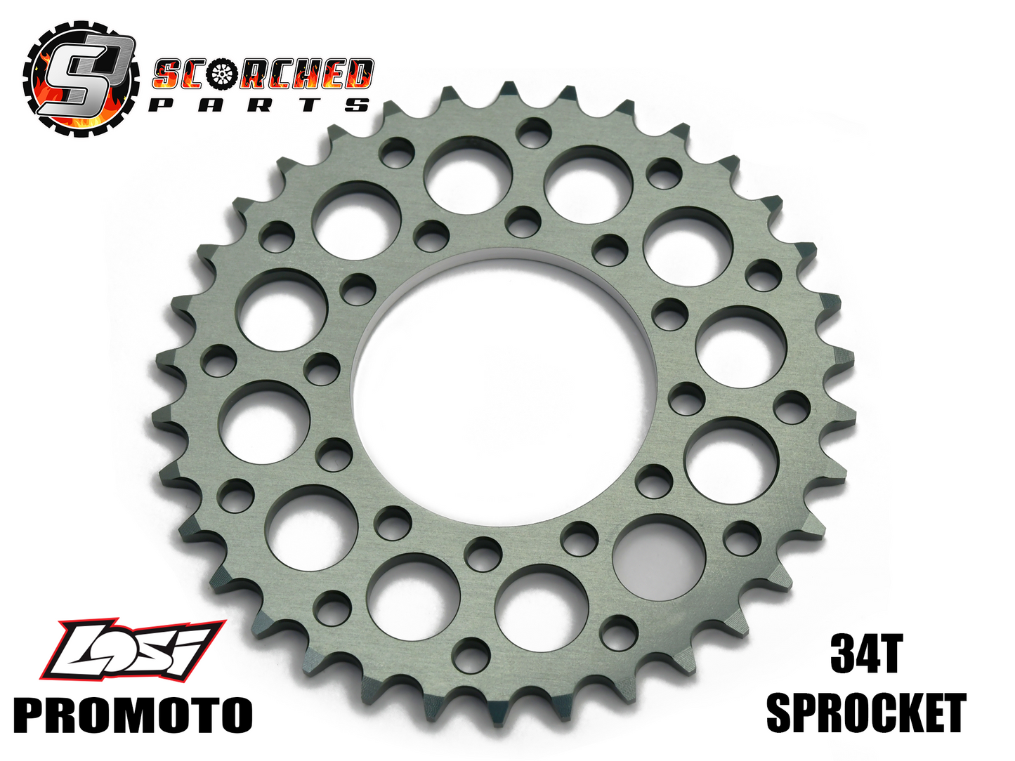 SCORCHED Aluminium 7075 Sprocket  34T - LOSI Promoto