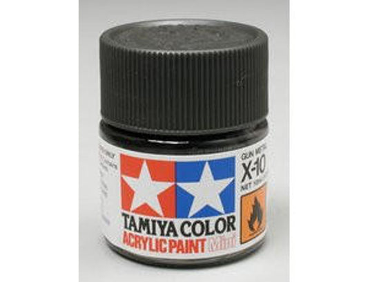Tamiya Mini X-10 Gunmetal Metallic 10ml Acrylic Paint 81510
